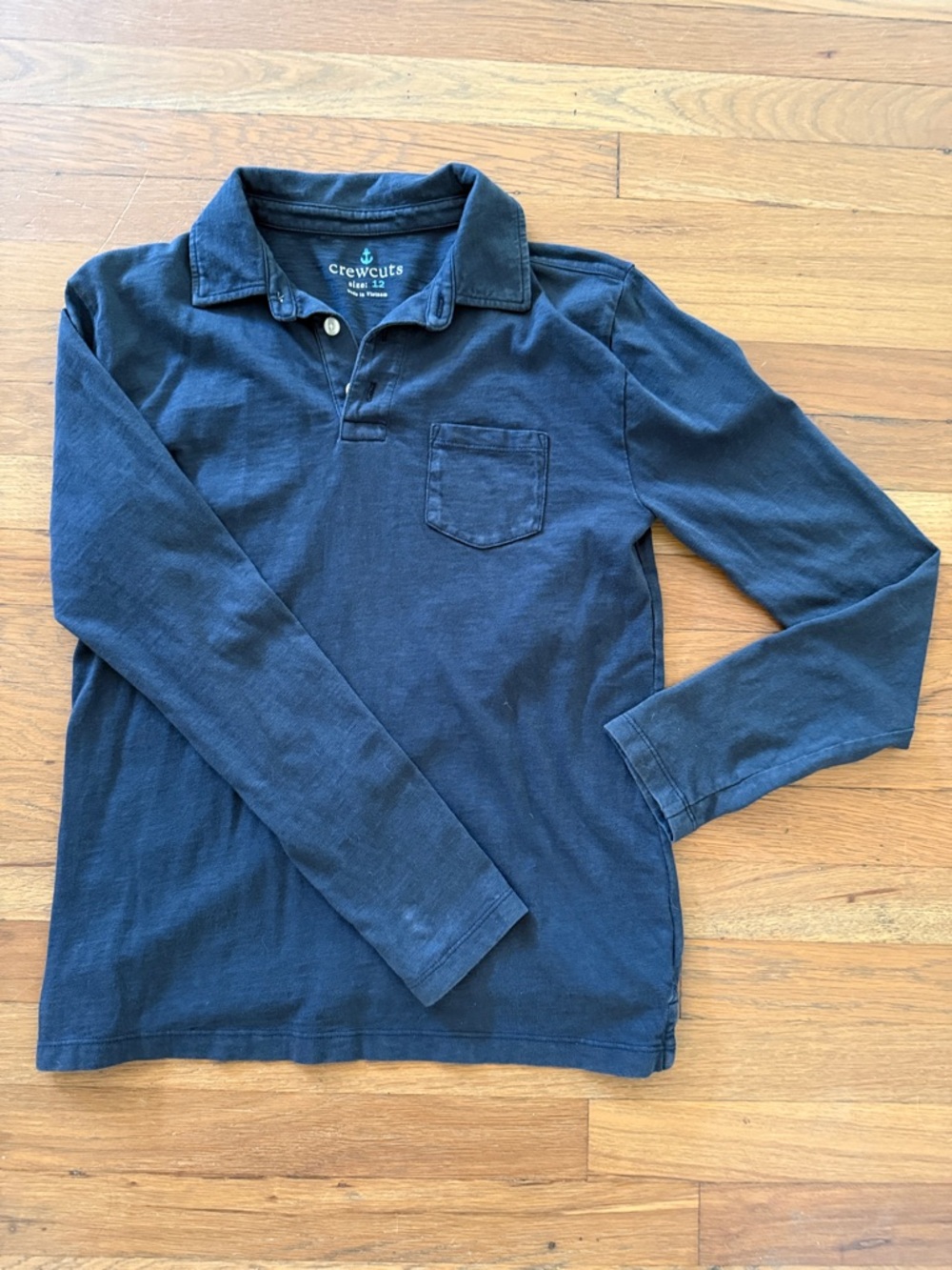 Crewcuts Long-Sleeve Polo in Navy Blue